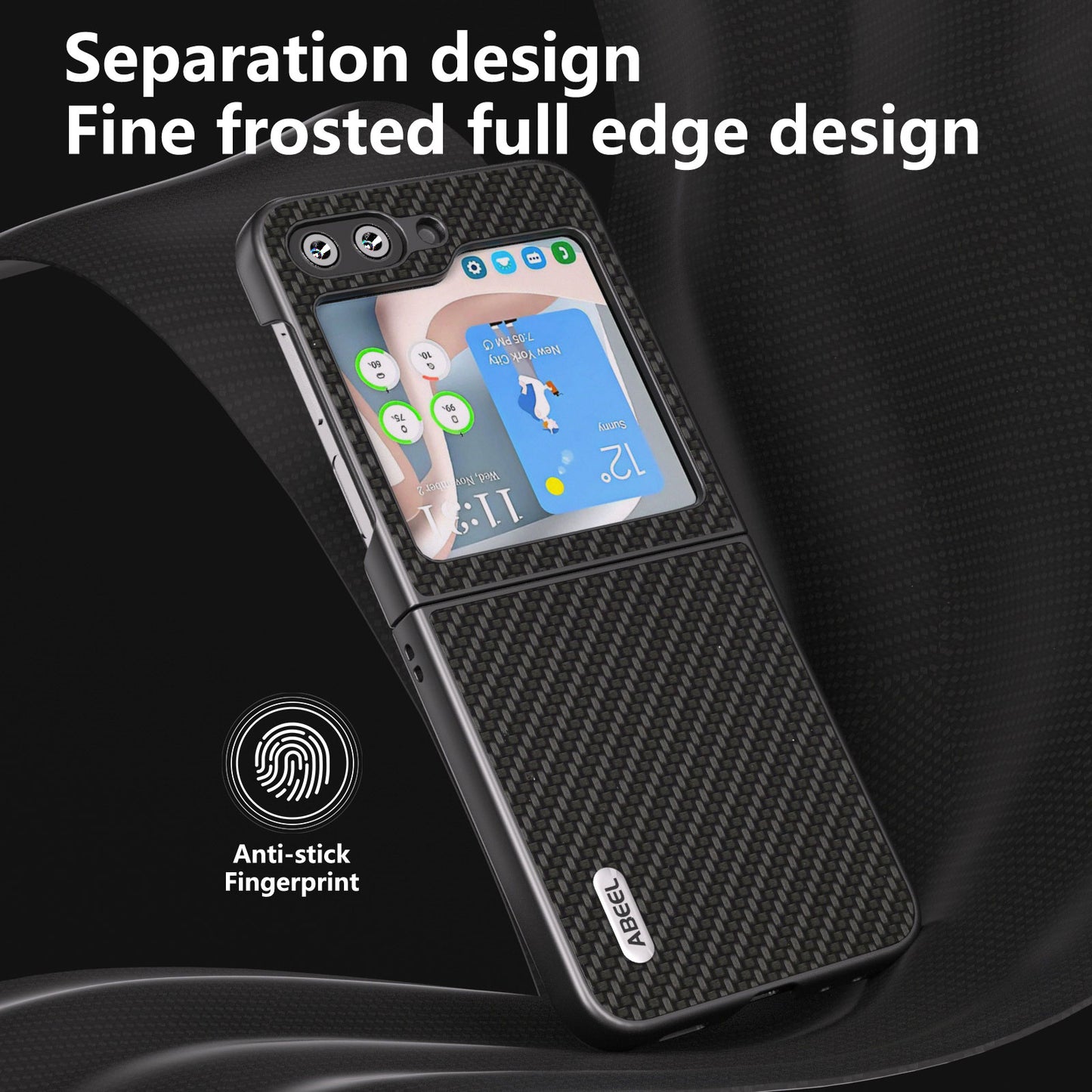 ABEEL For Samsung Galaxy Z Flip6 5G Case Carbon Fiber Texture Phone Protective Cover - Black