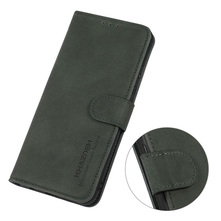 KHAZNEH For iPhone 16 Pro Magnetic Case Texture Leather Soft Touch Mobile Phone Cover - Green