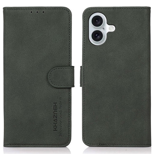 KHAZNEH For iPhone 16 Plus Case Suede Texture Wallet Leather Phone Cover - Green