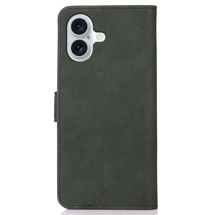 KHAZNEH For iPhone 16 Plus Case Suede Texture Wallet Leather Phone Cover - Green