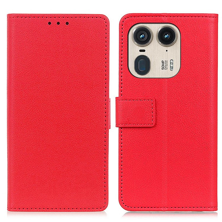 For Motorola Edge 50 Ultra 5G / Moto X50 Ultra 5G Case Anti-Shock Viewing Stand Leather Wallet Phone Cover - Red