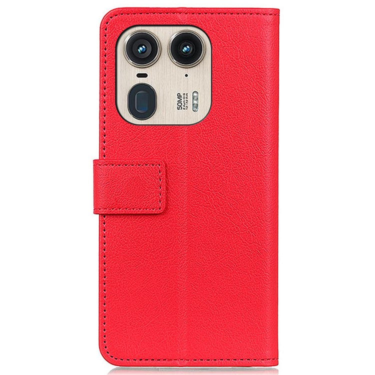 For Motorola Edge 50 Ultra 5G / Moto X50 Ultra 5G Case Anti-Shock Viewing Stand Leather Wallet Phone Cover - Red