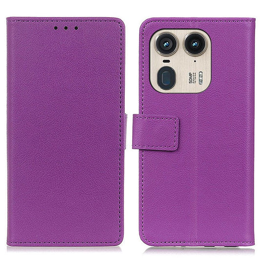 For Motorola Edge 50 Ultra 5G / Moto X50 Ultra 5G Case Anti-Shock Viewing Stand Leather Wallet Phone Cover - Purple