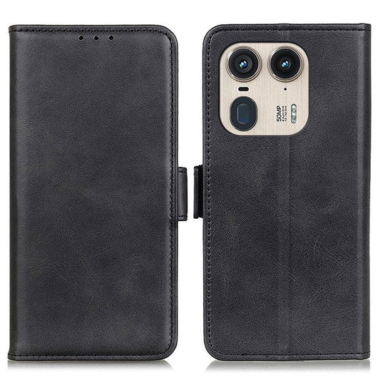 For Motorola Edge 50 Ultra 5G / Moto X50 Ultra 5G Case Anti-Scratch Leather Wallet Phone Cover - Black