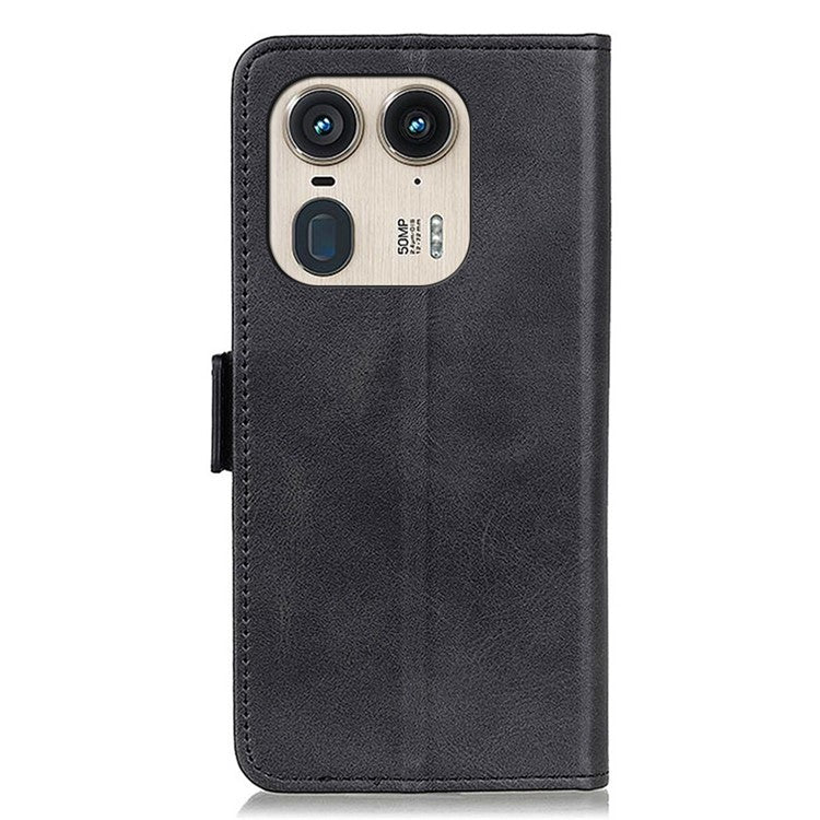For Motorola Edge 50 Ultra 5G / Moto X50 Ultra 5G Case Anti-Scratch Leather Wallet Phone Cover - Black