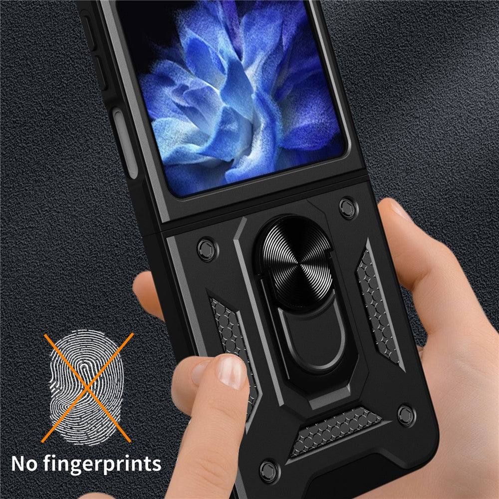 For Samsung Galaxy Z Flip7 FE 5G / Z Flip6 5G Case Ring Holder PC+TPU Phone Cover - Silver