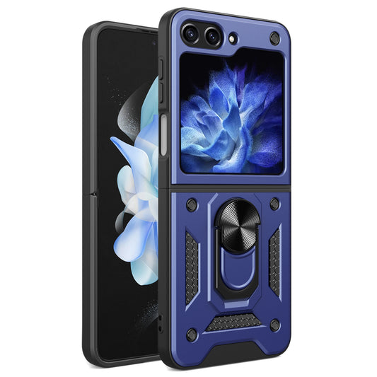 For Samsung Galaxy Z Flip6 5G Case Ring Holder PC+TPU Phone Cover - Blue