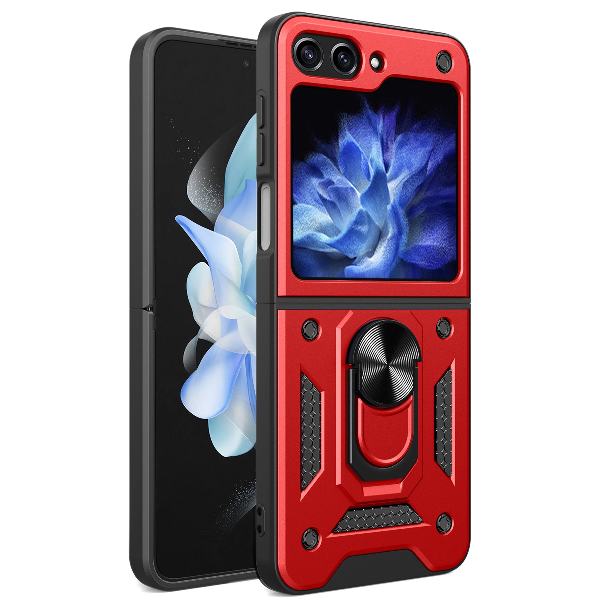 For Samsung Galaxy Z Flip6 5G Case Ring Holder PC+TPU Phone Cover - Red