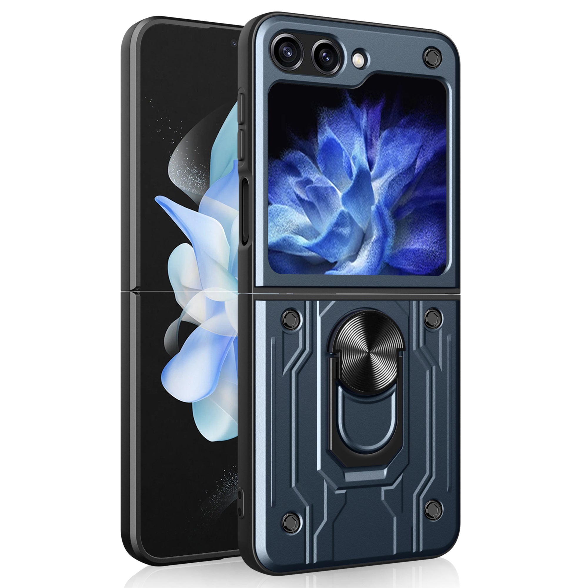 For Samsung Galaxy Z Flip6 5G Case PC+TPU Kickstand Magnetic Car Mount Phone Cover - Titanium Grey