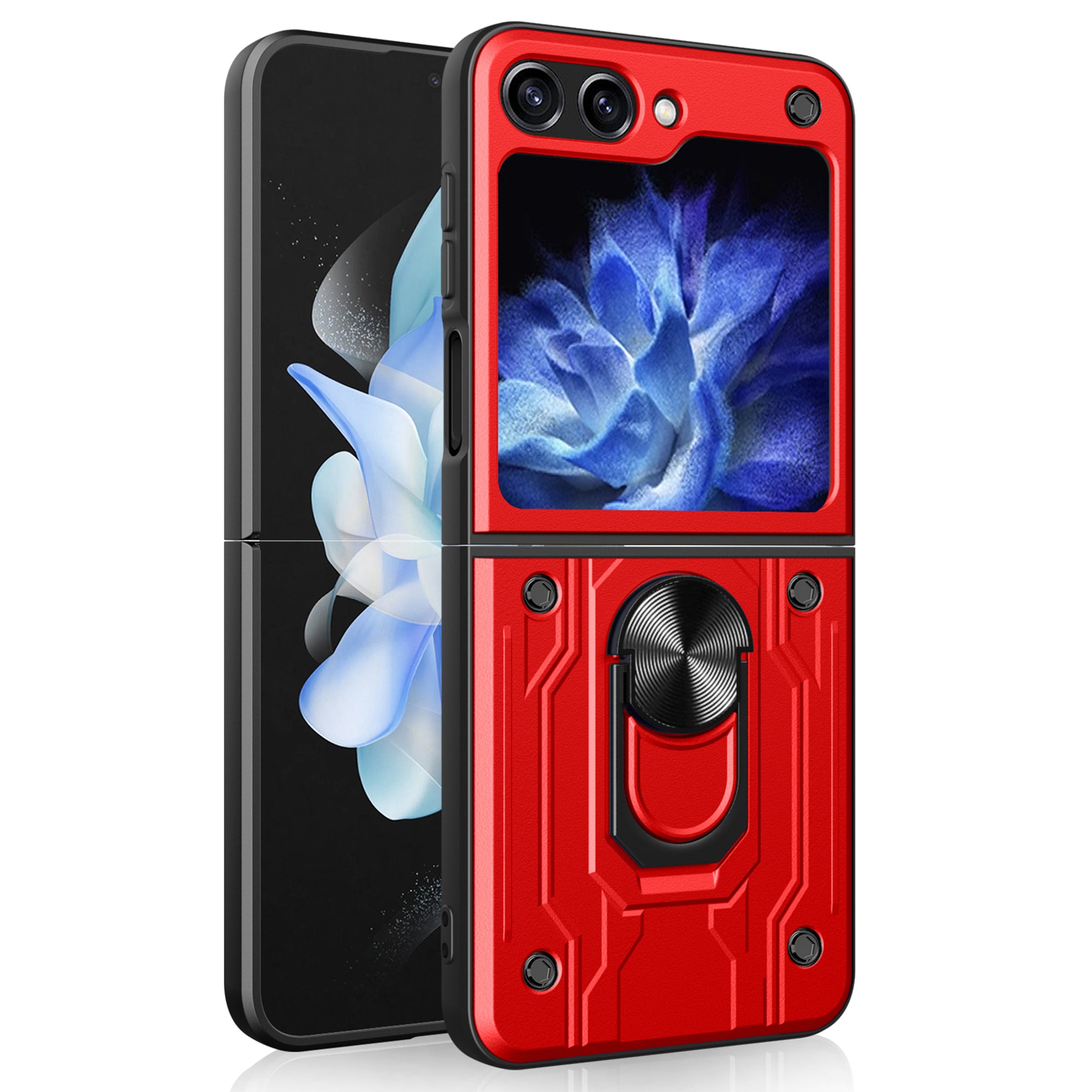 For Samsung Galaxy Z Flip6 5G Case PC+TPU Kickstand Magnetic Car Mount Phone Cover - Red
