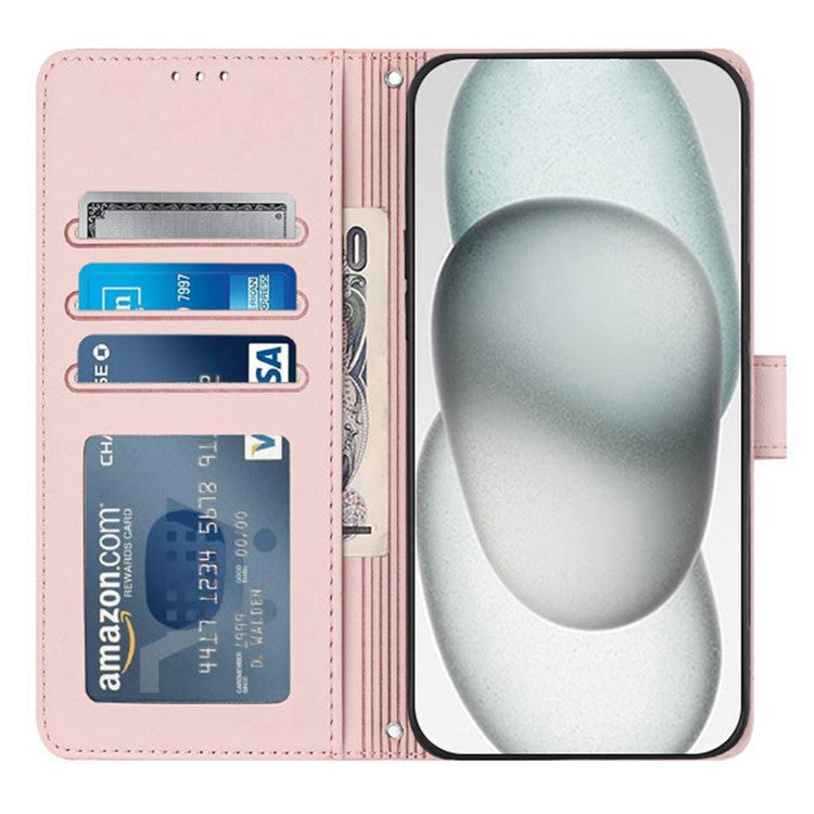 YB Imprinting Series-9 for iPhone SE (2025) Case Cat Mouse Pattern RFID Blocking Leather Cover - Pink
