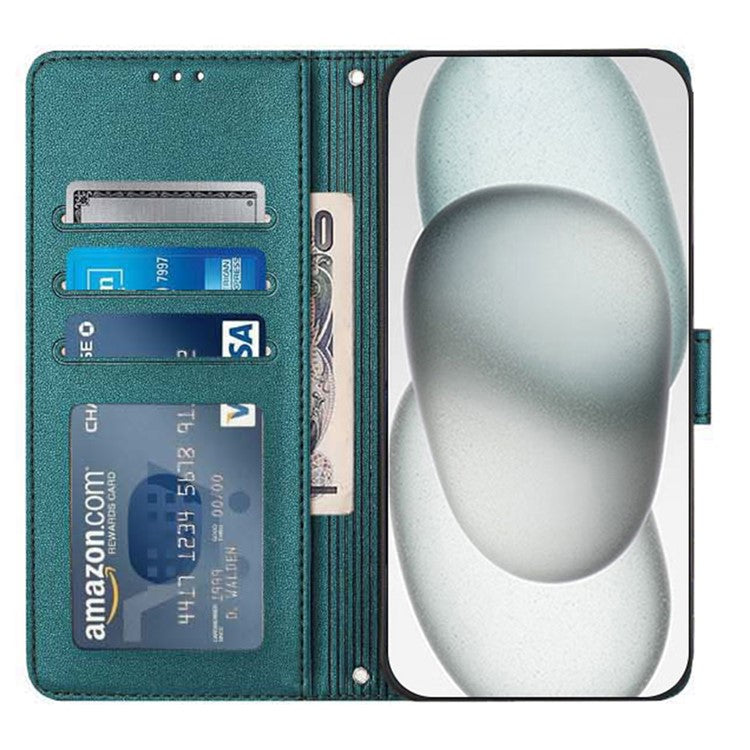 YB Imprinting Series-9 for iPhone SE (2025) Case Cat Mouse Pattern RFID Blocking Leather Cover - Dark Green