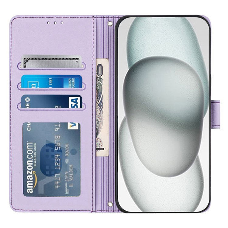YB Imprinting Series-9 for iPhone SE (2025) Case Cat Mouse Pattern RFID Blocking Leather Cover - Purple