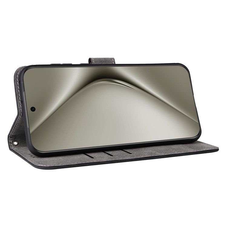 For Huawei Pura 70 Wallet Case RFID Blocking Leather Phone Cover with Strap - Black