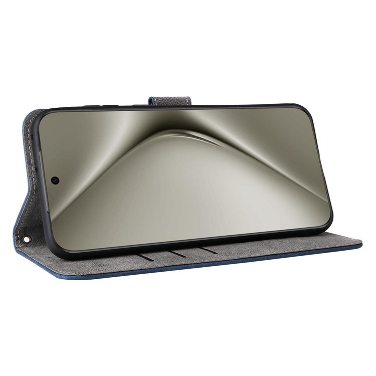 For Huawei Pura 70 Wallet Case RFID Blocking Leather Phone Cover with Strap - Blue