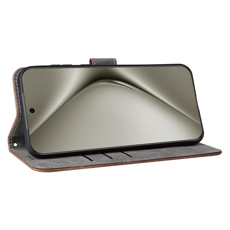 For Huawei Pura 70 Wallet Case RFID Blocking Leather Phone Cover with Strap - Brown