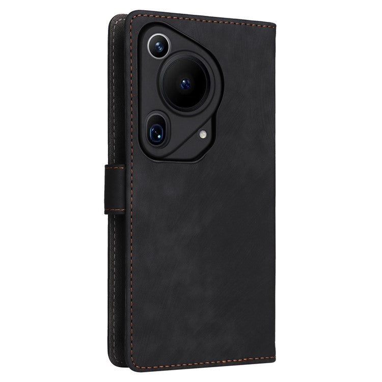 For Huawei Pura 70 Ultra Case with Hand Strap RFID Blocking Wallet Leather Cover - Black