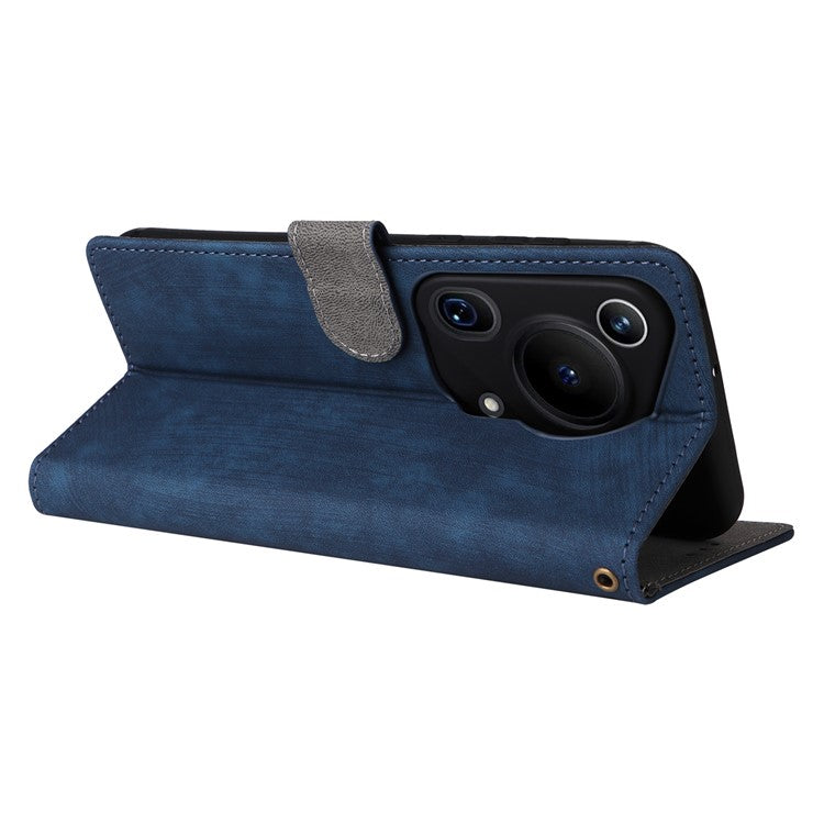 For Huawei Pura 70 Ultra Case with Hand Strap RFID Blocking Wallet Leather Cover - Blue