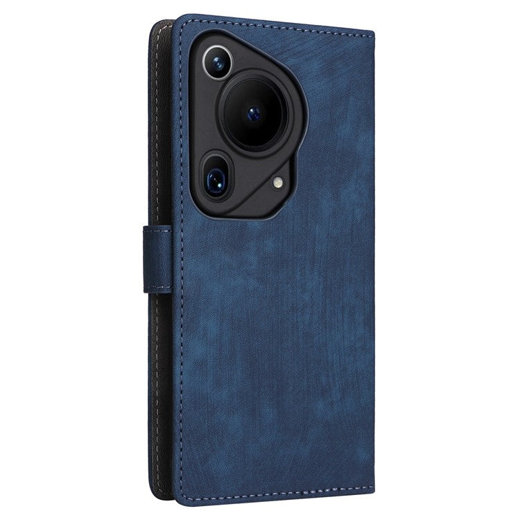 For Huawei Pura 70 Ultra Case with Hand Strap RFID Blocking Wallet Leather Cover - Blue