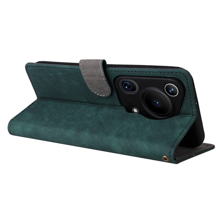 For Huawei Pura 70 Ultra Case with Hand Strap RFID Blocking Wallet Leather Cover - Green