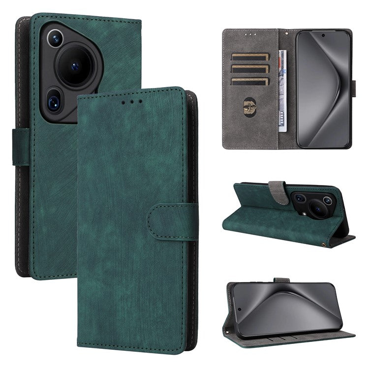 For Huawei Pura 70 Ultra Case with Hand Strap RFID Blocking Wallet Leather Cover - Green