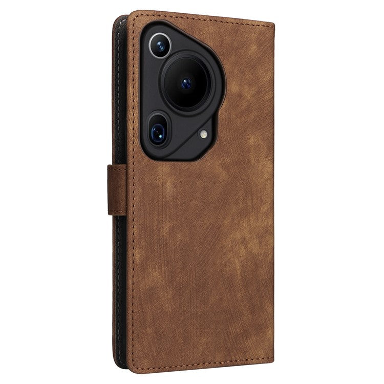 For Huawei Pura 70 Ultra Case with Hand Strap RFID Blocking Wallet Leather Cover - Brown