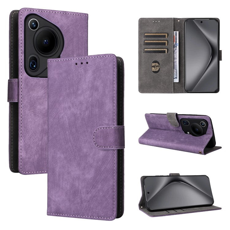 For Huawei Pura 70 Ultra Case with Hand Strap RFID Blocking Wallet Leather Cover - Purple