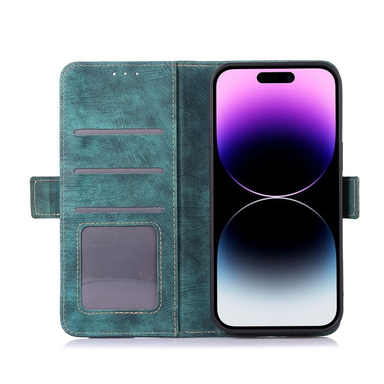 ABEEL For iPhone 16 Plus Wallet Case Vintage PU Leather Folio Phone Cover - Green