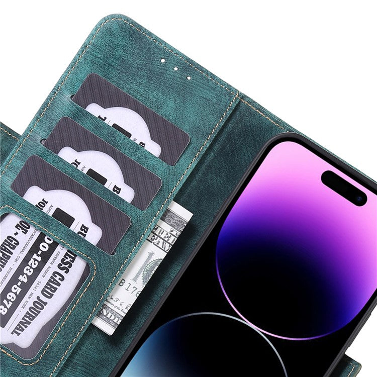 ABEEL For iPhone 16 Plus Wallet Case Vintage PU Leather Folio Phone Cover - Green
