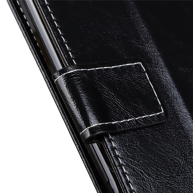 For iPhone 16 Case Retro Crazy Horse Texture Leather Purse Stand Phone Cover - Black