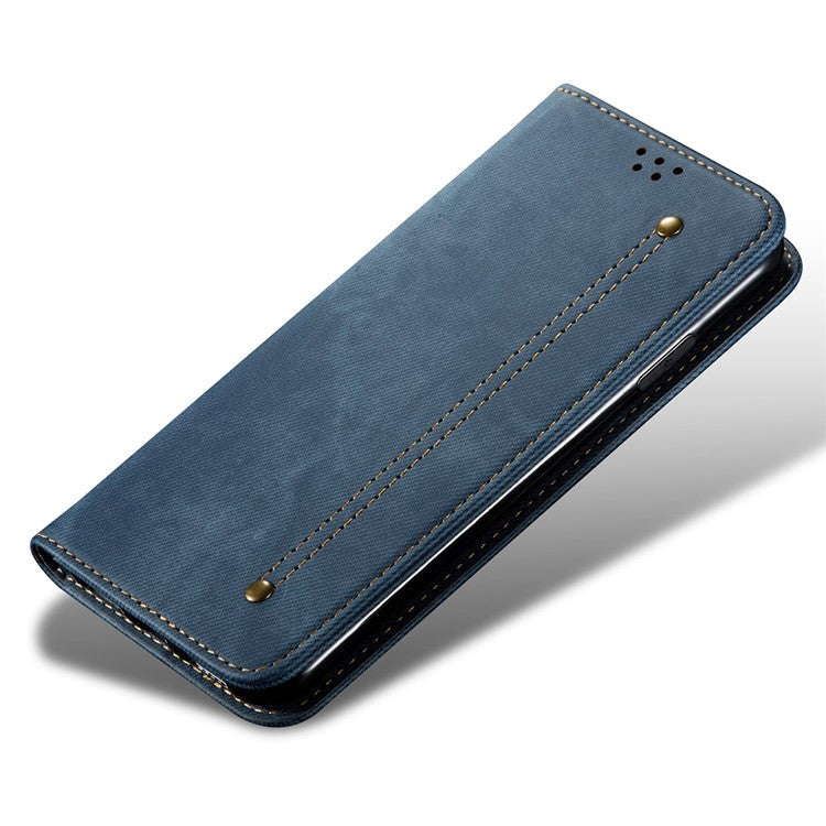 For Huawei Pura 70 Ultra Case Jeans Cloth Texture Flip Leather Phone Cover - Blue