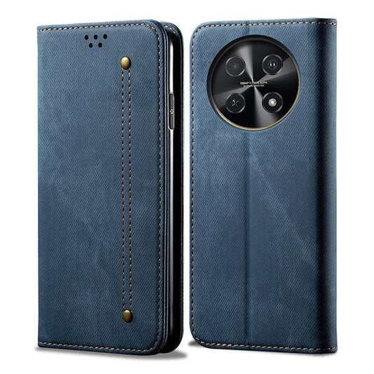 For Huawei nova 2i / Enjoy 70 Pro Leather Case Wallet Phone Cover Jeans Cloth Texture - Blue