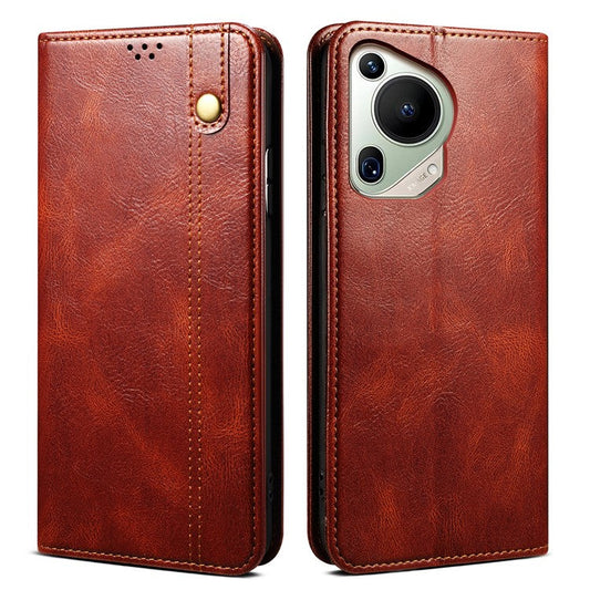 For Huawei Pura 70 Ultra Phone Case Waxy Crazy Horse Anti-Scratch Leather Flip Cover - Red
