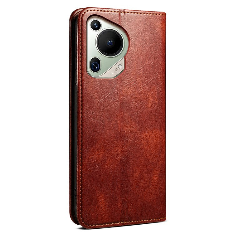 For Huawei Pura 70 Ultra Phone Case Waxy Crazy Horse Anti-Scratch Leather Flip Cover - Red