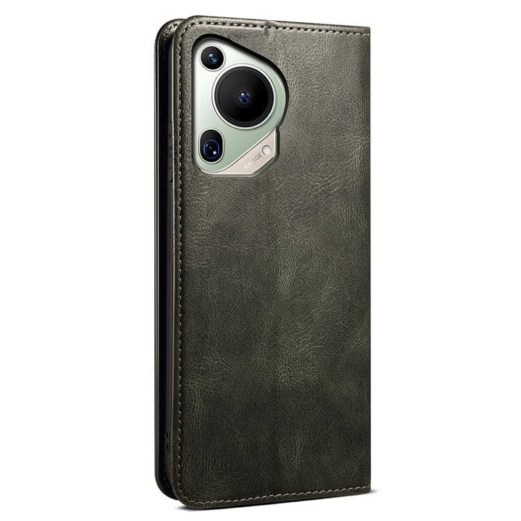 For Huawei Pura 70 Ultra Phone Case Waxy Crazy Horse Anti-Scratch Leather Flip Cover - Green