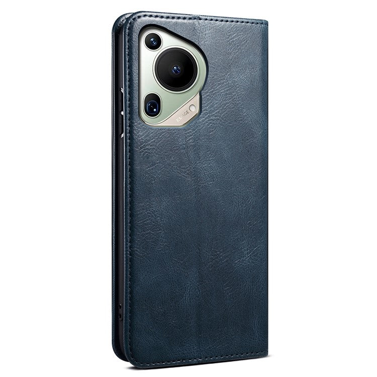 For Huawei Pura 70 Ultra Phone Case Waxy Crazy Horse Anti-Scratch Leather Flip Cover - Blue