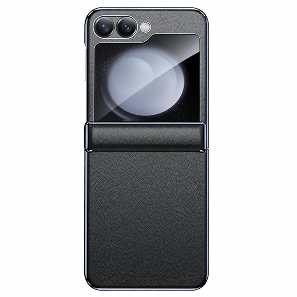 For Samsung Galaxy Z Flip7 FE 5G / Z Flip6 5G Case Electroplating Magnetic Hinge PU+PC Phone Cover - Black