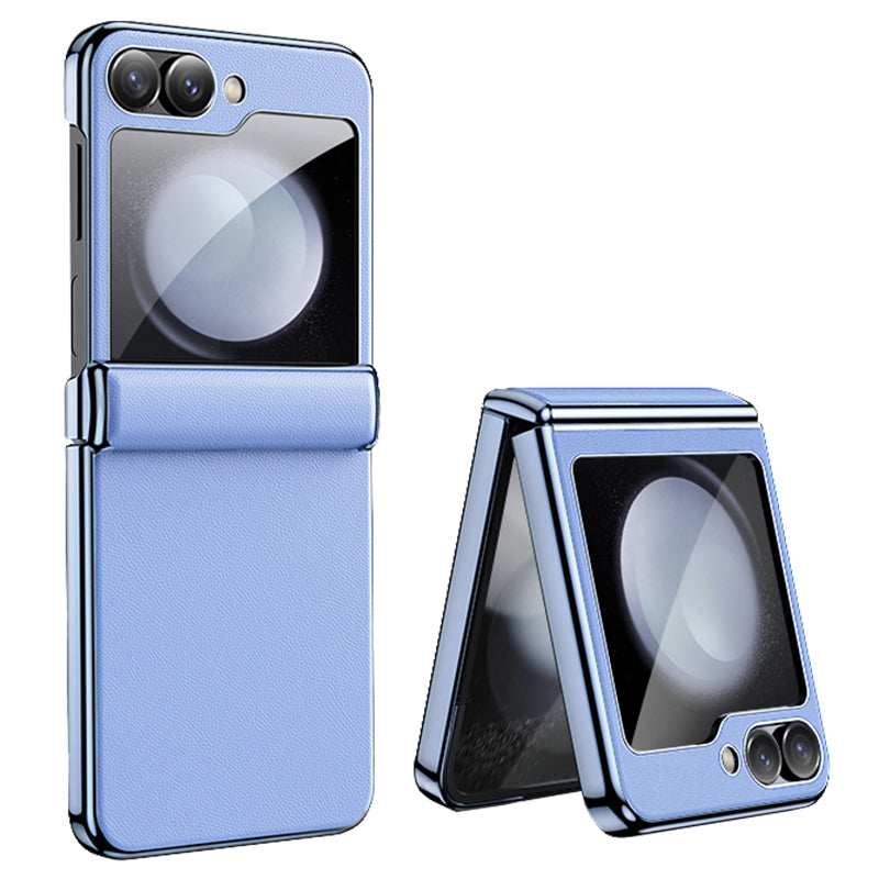For Samsung Galaxy Z Flip6 5G Case Electroplating Magnetic Hinge PU+PC Phone Cover - Purple