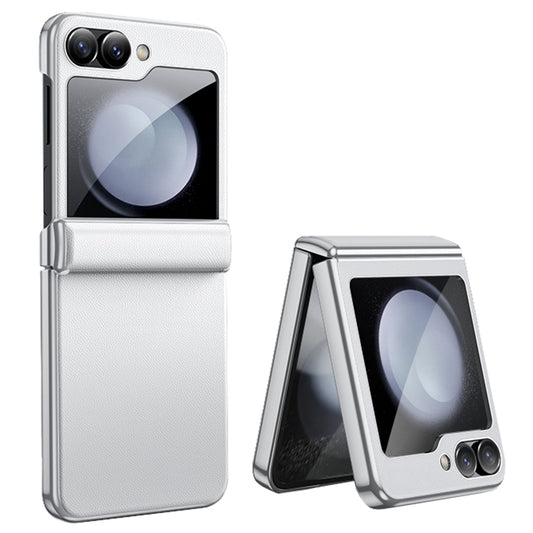 For Samsung Galaxy Z Flip6 5G Case Electroplating Magnetic Hinge PU+PC Phone Cover - Beige