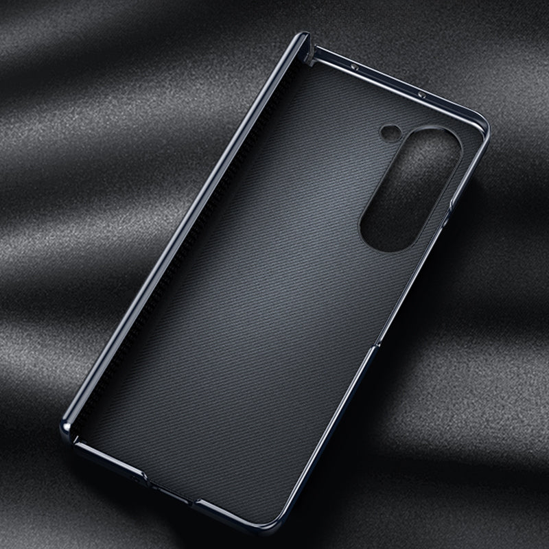 For Samsung Galaxy Z Fold6 5G Case Electroplating PU Leather+PC Phone Cover with Hinge Protection - Grey