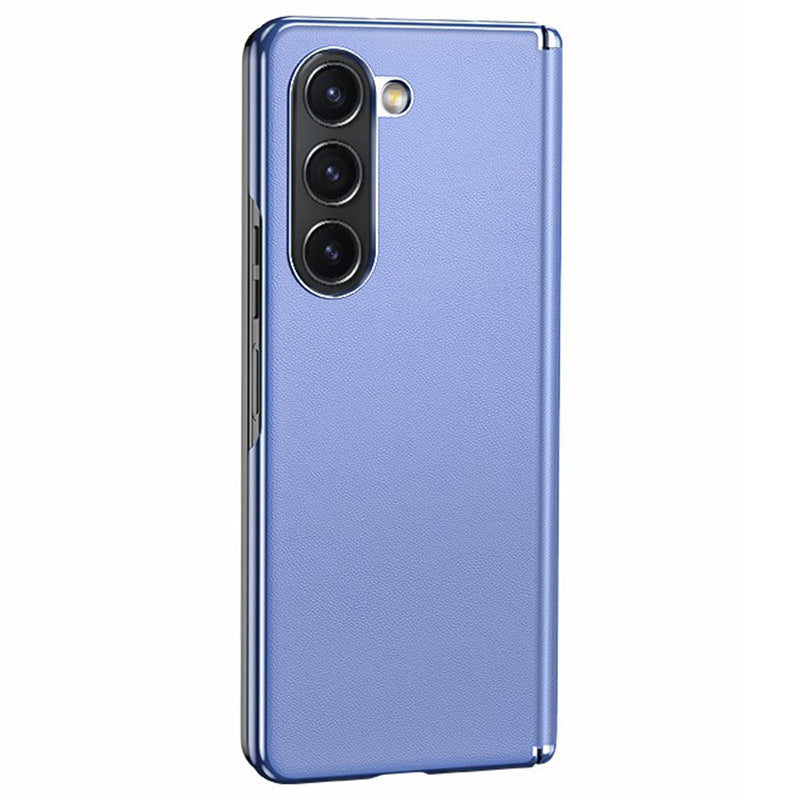 For Samsung Galaxy Z Fold6 5G Case Electroplating PU Leather+PC Phone Cover with Hinge Protection - Purple