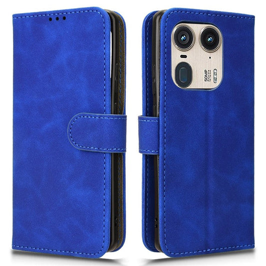 For Motorola Edge 50 Ultra 5G / Moto X50 Ultra 5G Case Leather Wallet Protective Phone Cover - Blue