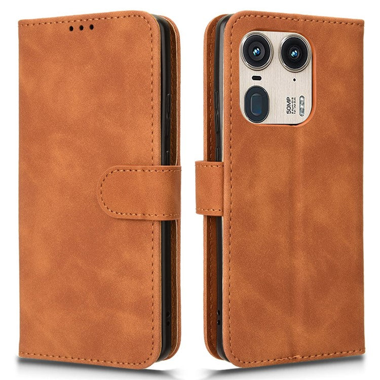 For Motorola Edge 50 Ultra 5G / Moto X50 Ultra 5G Case Leather Wallet Protective Phone Cover - Brown