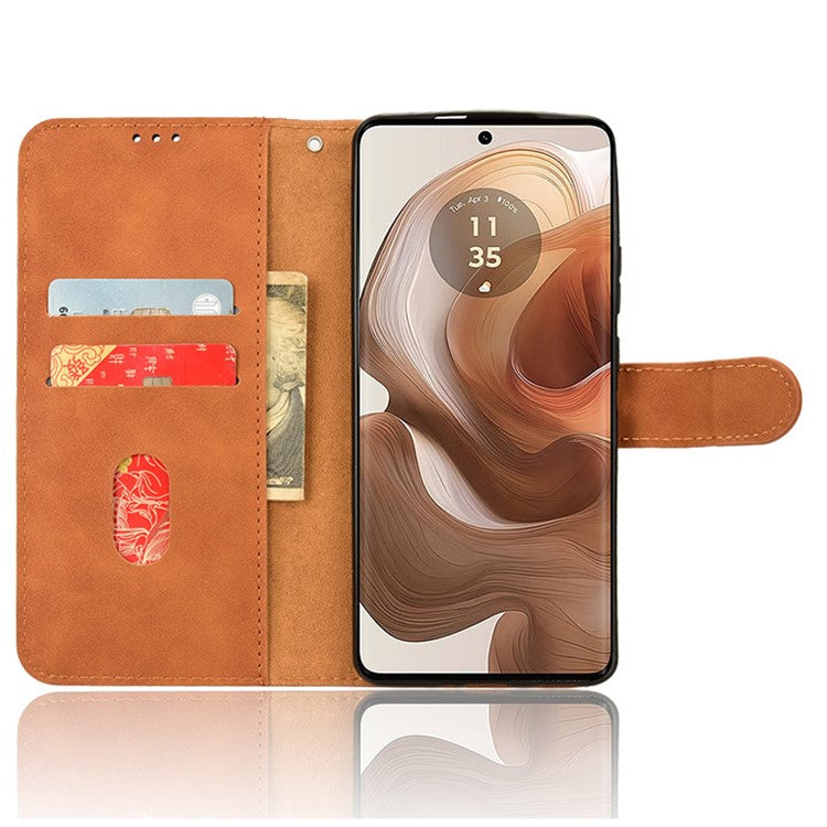 For Motorola Edge 50 Ultra 5G / Moto X50 Ultra 5G Case Leather Wallet Protective Phone Cover - Brown