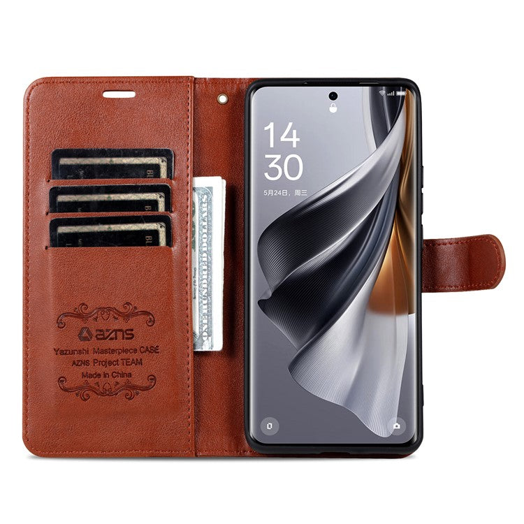 AZNS For OnePlus Nord CE4 5G / Oppo K12 Case PU Leather Magnetic Buckle Wallet Phone Cover - Brown