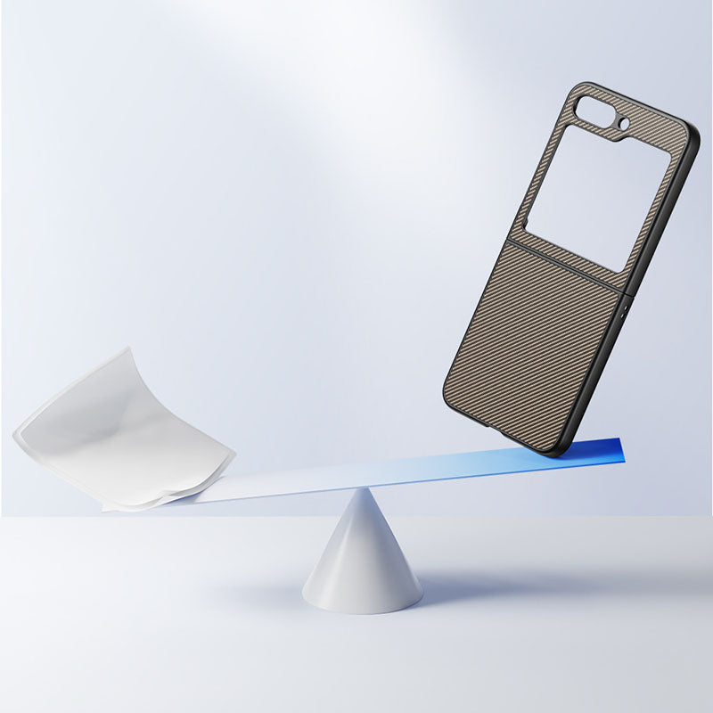 For Samsung Galaxy Z Flip6 5G  Case PU Leather + PC Carbon Fiber Texture Phone Cover - Splicing Blue