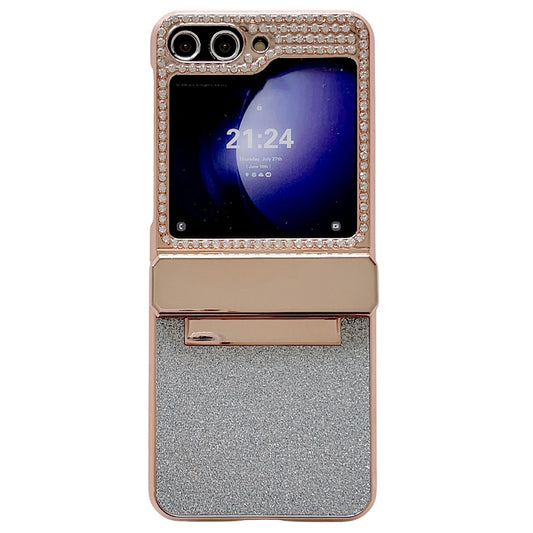 For Samsung Galaxy Z Flip6 5G Case Rhinestones Decor Hard PC Folding Phone Cover - Blue