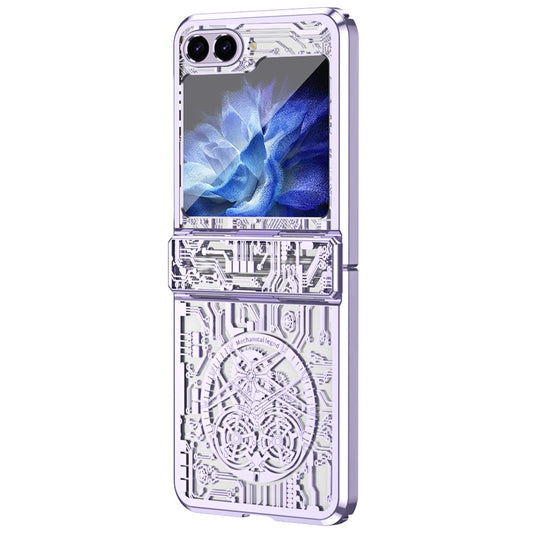 Mechanical Legend Series For Samsung Galaxy Z Flip7 FE 5G / Z Flip6 5G / Z Flip5 5G Case Electroplating Hard PC Phone Cover - Purple