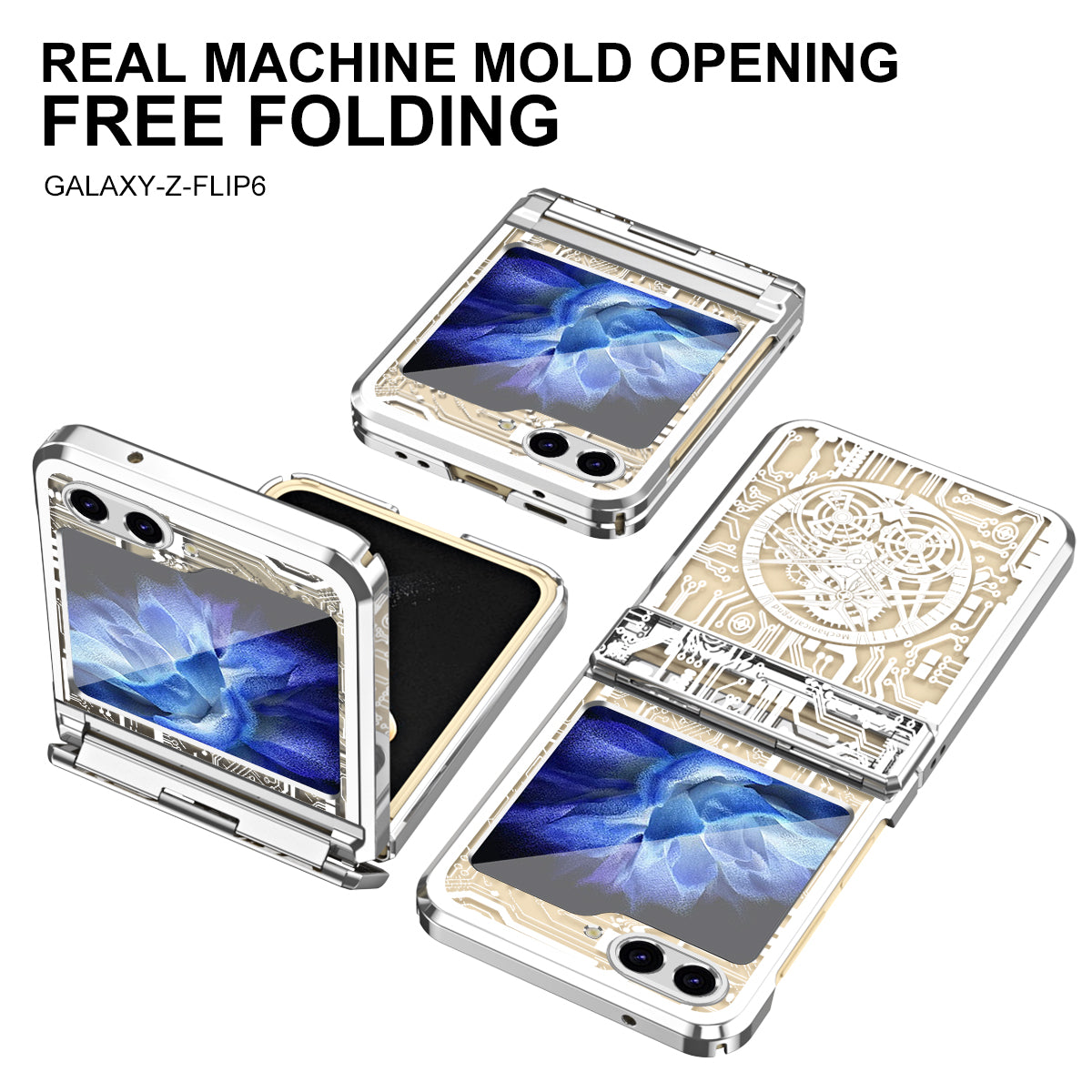Mechanical Legend Series For Samsung Galaxy Z Flip6 5G Case Electroplating Hard PC Phone Cover - Silver