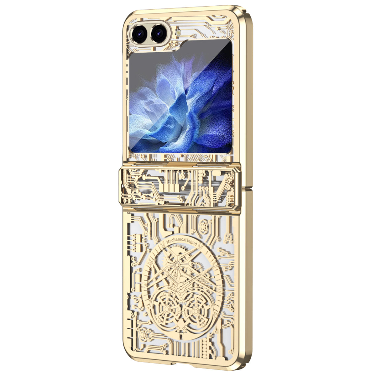 Mechanical Legend Series For Samsung Galaxy Z Flip6 5G Case Electroplating Hard PC Phone Cover - Champagne Gold
